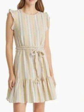 Marine Layer Laney Dress Linen Blend Beachy Stripe  NWT S